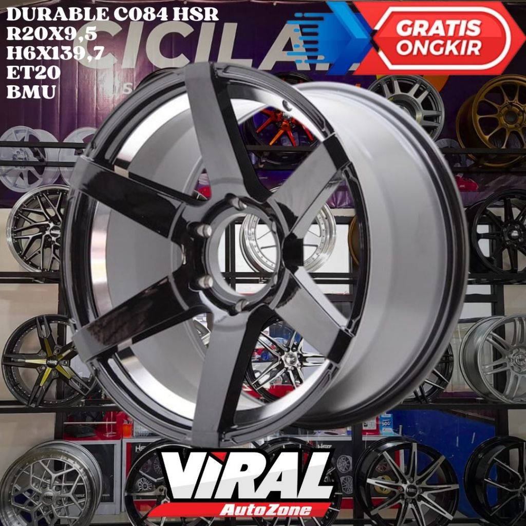 Velg Mobil Ring 20 HSR DURABLE R20 LEBAR 9.5 LOBANG BAUT 6 ET20 BMU
