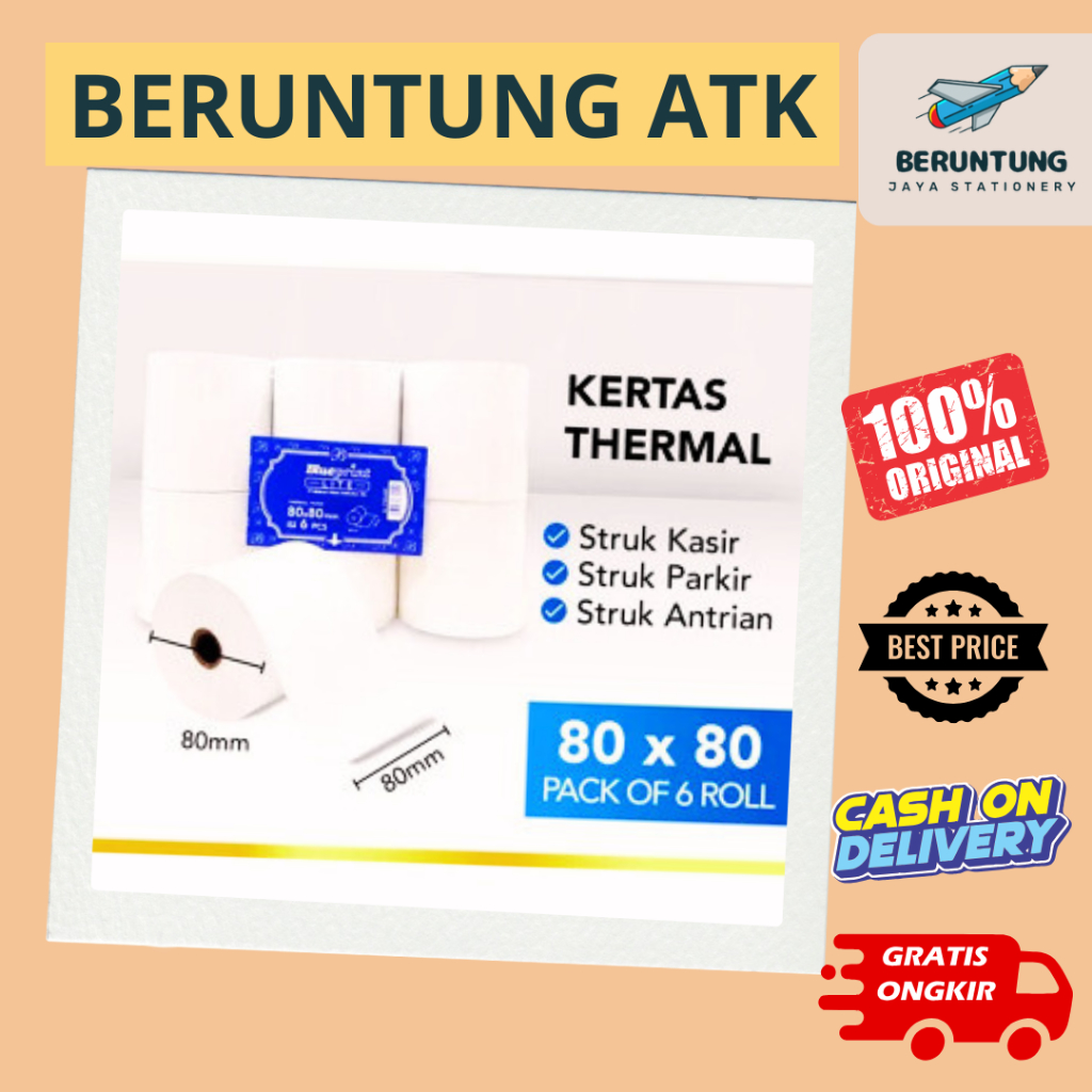 

Kertas Thermal 80X80 Mm, Harga Dibawah Per pcs