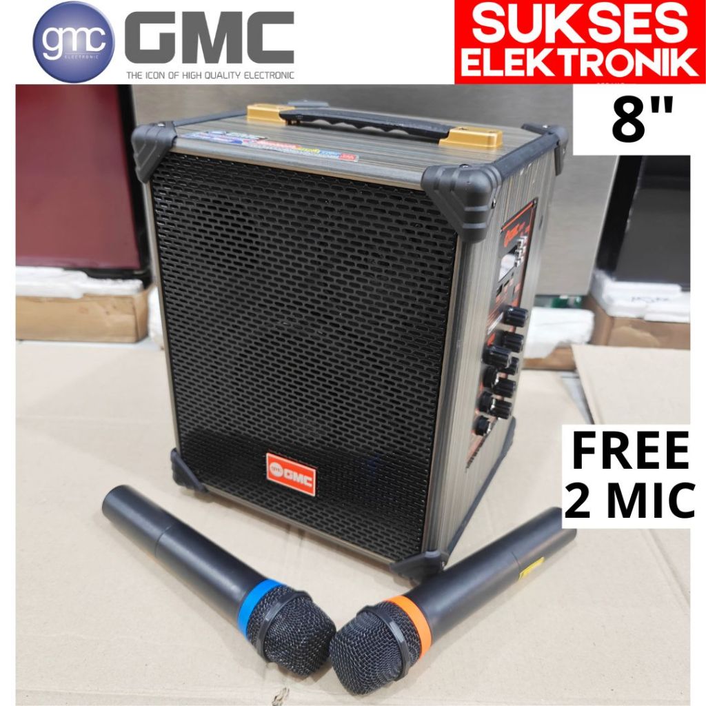 SPEAKER GMC 899P 8IN BT MEMORY BLUETOOTH MP3 KAROKE CAS PORTABLE SPIKER 8 IN INC INCH