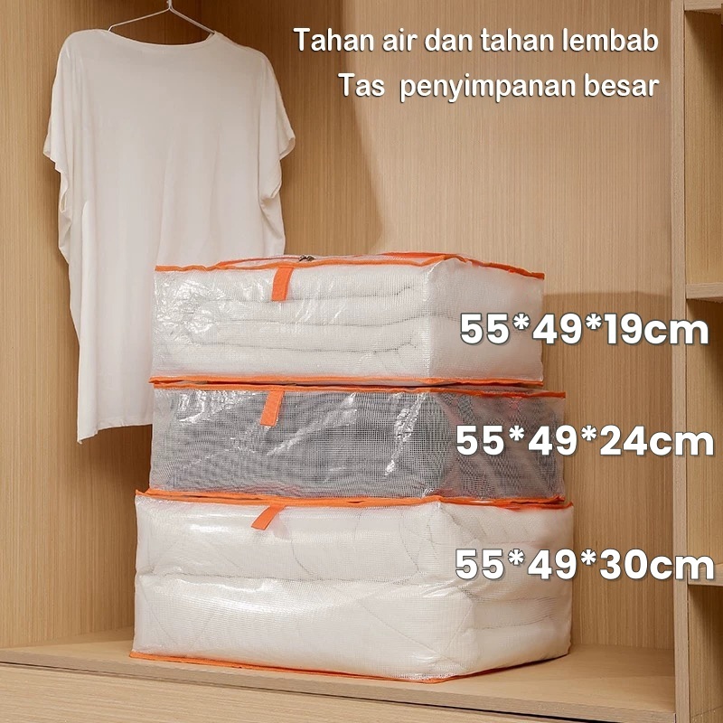 Tas penyimpanan 55×49×30cm Kantong Baju Lipat Tas penyimpanan Transparan Plastik  Organizer besar   