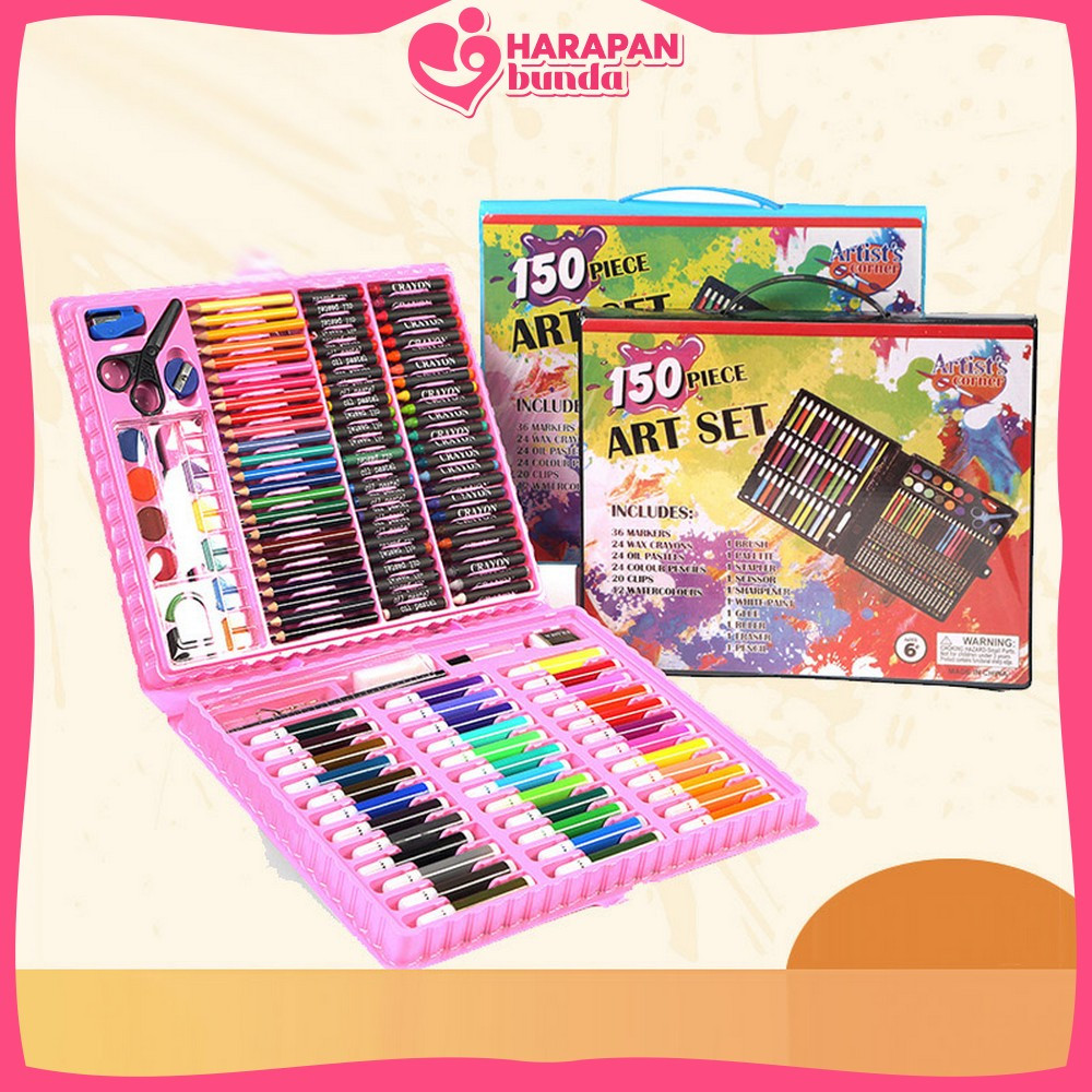 

Peralatan Gambar Lukis Mewarnai Anak / Crayon Set Pensil Warna Isi 150PCS / Alat Tulis Colouring Book Harapan Bunda A28