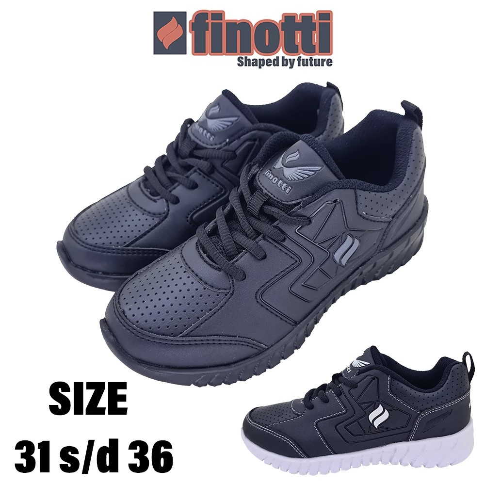 Sepatu Sekolah Anak Hitam FINOTTI NEVADA 4 Asli Original / Sepatu Sneaker Anak Casual Premium