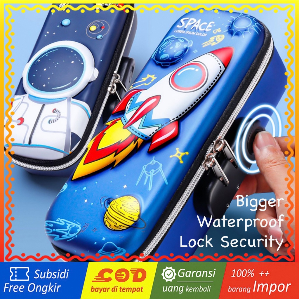 

WWH14C Tempat Pensil EVA Sekolah BESAR LOCK KUNCI School Pencil Bag Box MKT RANDOM