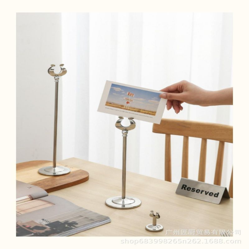 Standing Nomor Meja Table Menu Holder Stainless Steel Table Stand Menu Stand Menu Meja Stand Holder
