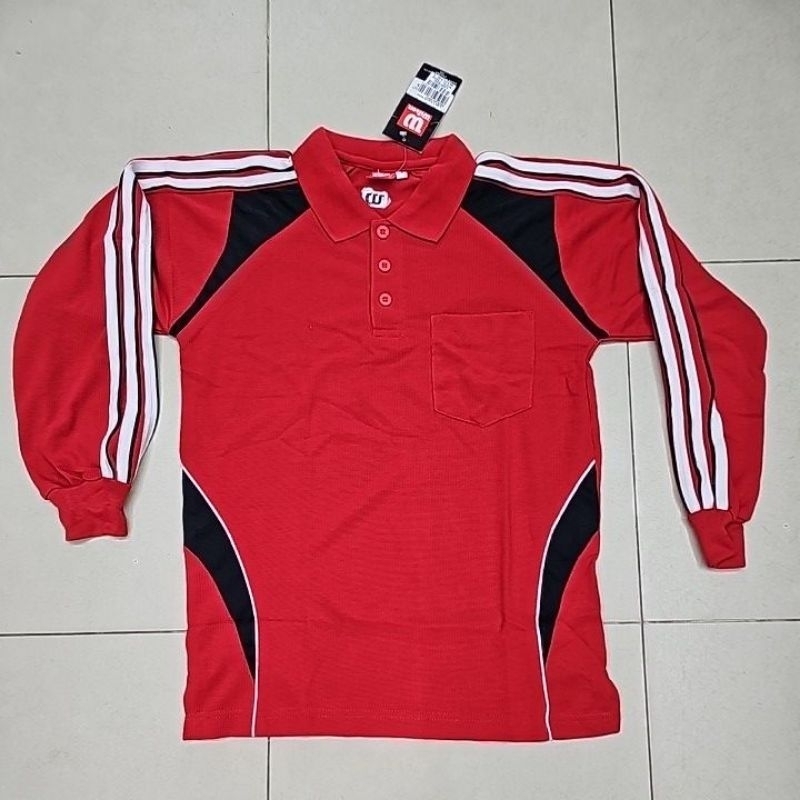 KAOS OLAHRAGA / BAJU SERAGAM OLAHRAGA WFL 050 BAHAN POLO BERPORI WARNA MERAH KOMBINASI