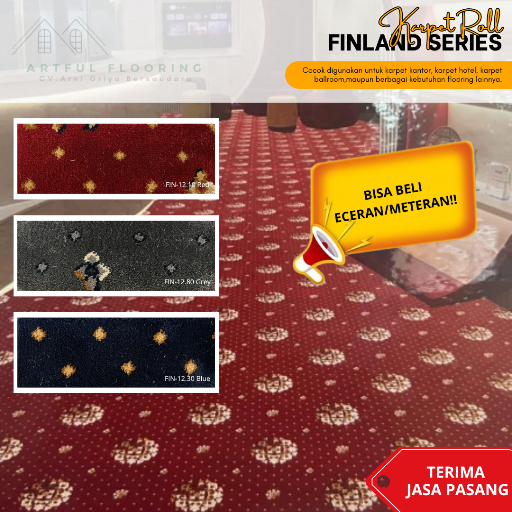 Karpet Meteran Harga Pabrik-Karpet Roll Finland Tebal 13mm-Karpet Kantor,Hotel,Bioskop
