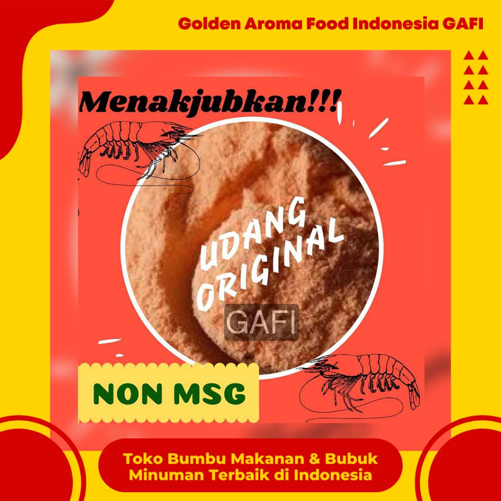 

GAFI Food Bumbu Tabur Rasa Udang Original NON MSG 1 kg Enak Murah Lezat Halal, Shrimp NON MSG Seasoning Powder 1kg