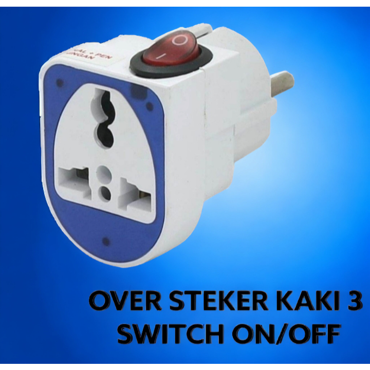 Over Steker Saklar on off / Sambungan Kaki 3 Serbaguna + Saklar On/Off