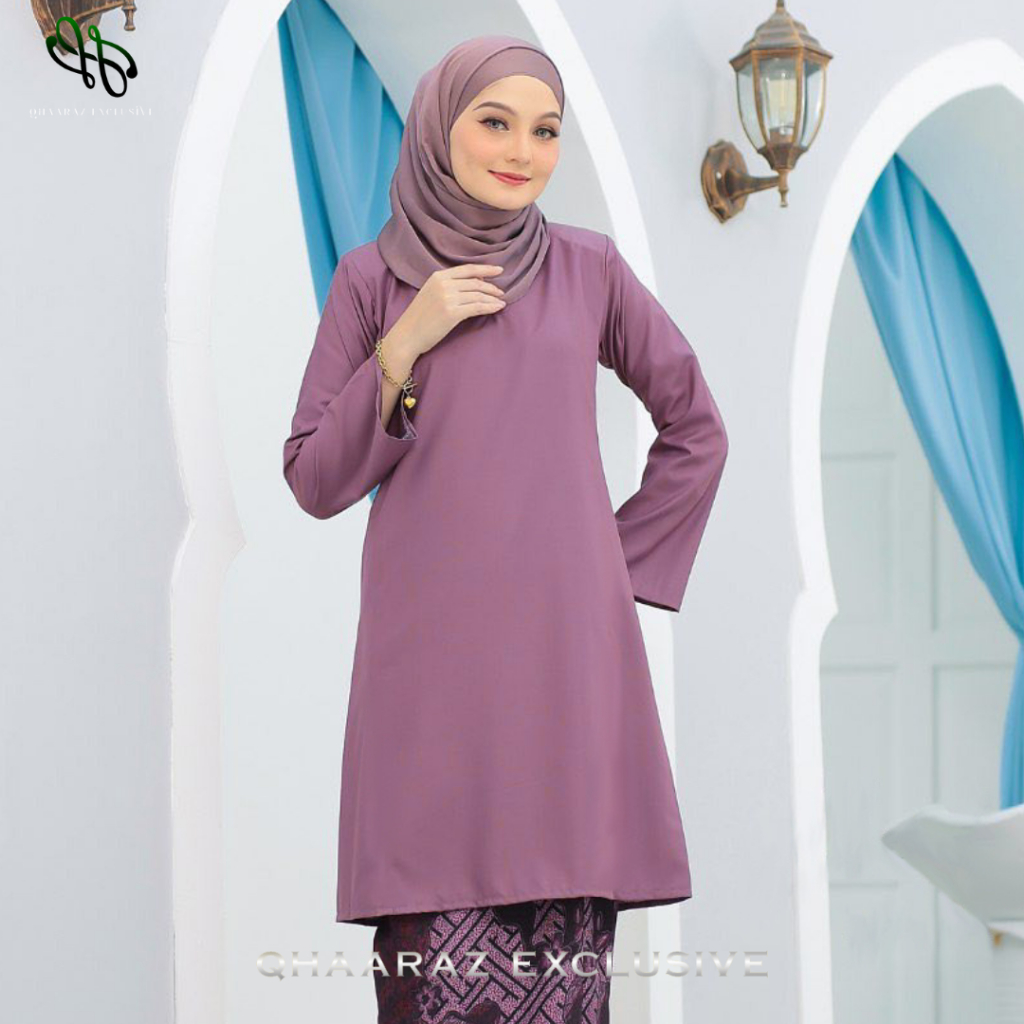 Atasan Baju Kurung Wanita Melayu Tunik Kebaya Polos Modern Malaysia Riau Akad Kondangan Wisuda Bahan