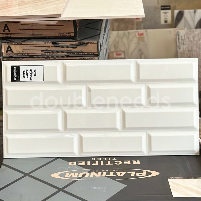KERAMIK DINDING KOBE WHITE EMB 30x60 / KERAMIK DINDING KAMAR MOTIF BATA PUTIH MINIMALIS / KERAMIK DI