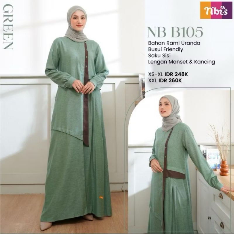 Promo Sale 25% Gamis Nibras NB B105 | Gamis Wanita | Gamis Dewasa | Busana Muslim | Gamis Nibras