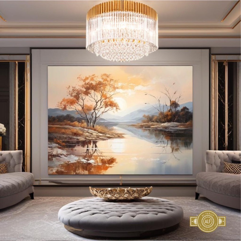 Lukisan Dinding Aesthetic Lukisan Pemandangan Danau Hiasan Dinding Lukisan Modern