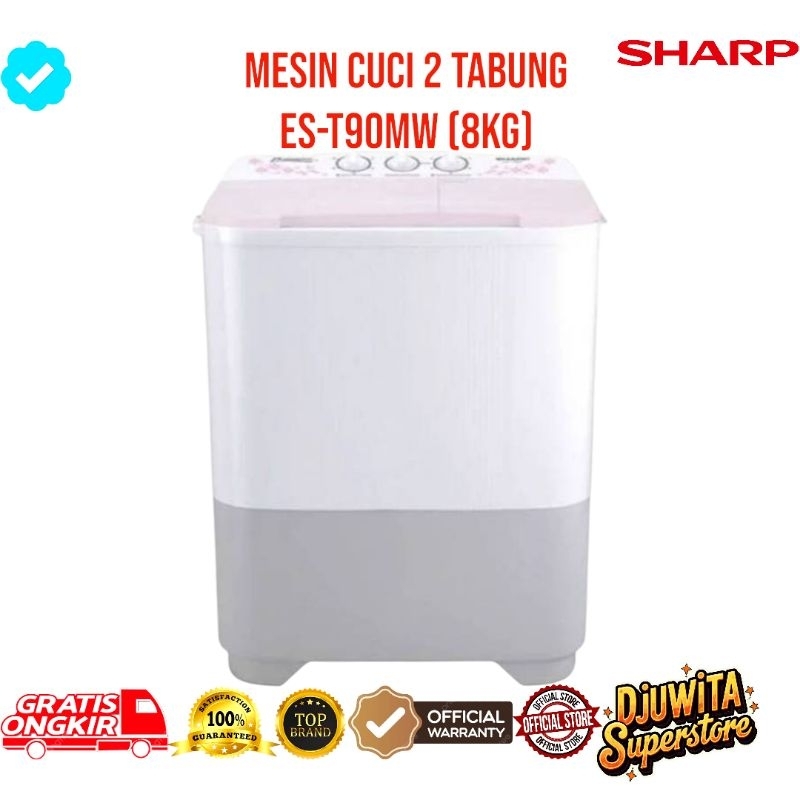 Sharp Mesin Cuci 2 Tabung ES-T90MW 8 KG