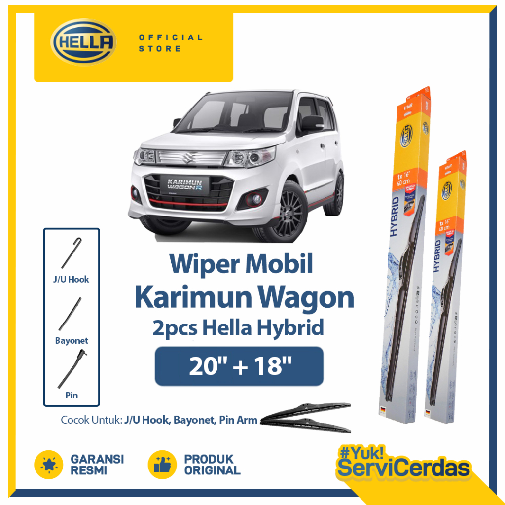 Wiper Mobil SUZUKI Karimun Wagon 20” + 18” (2pcs) - HELLA Hybrid