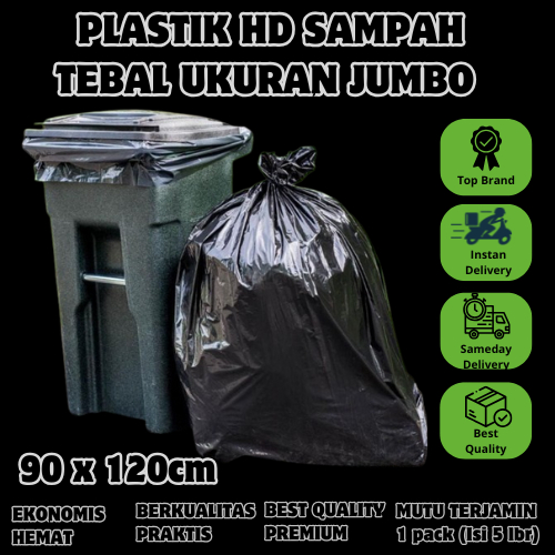 Plastik Hd Sampah Jumbo 90x120cm Kantong Plastik Sampah Tebal Kantong Sampah Jumbo Tebal