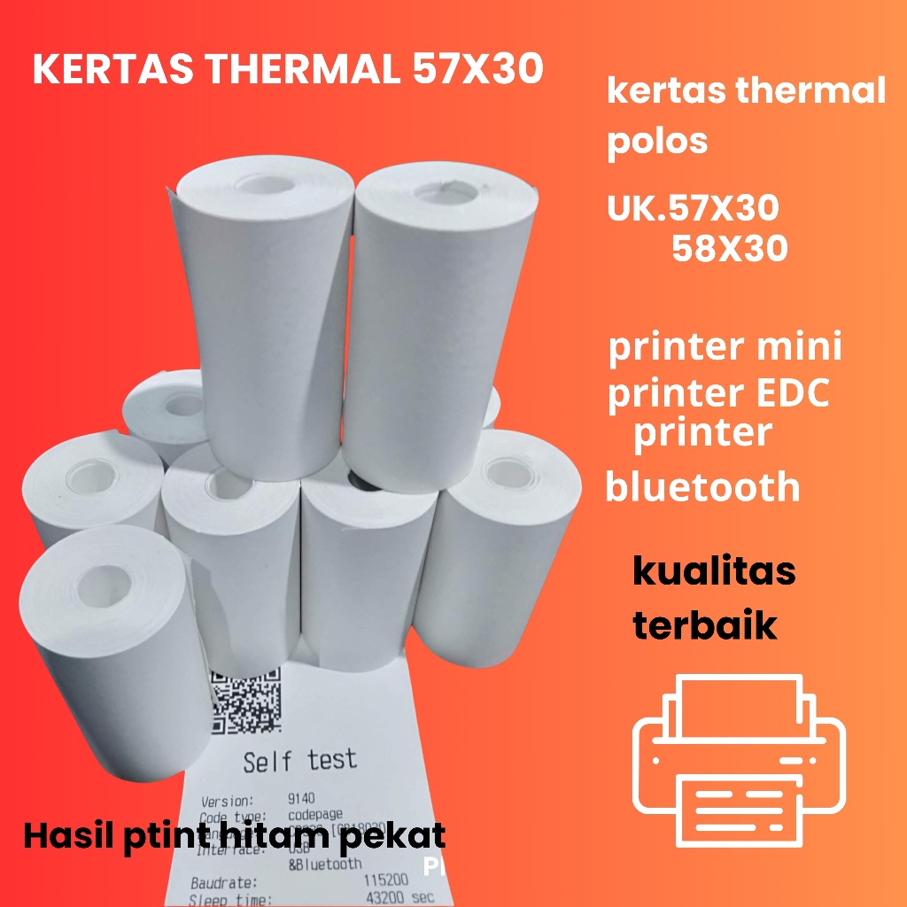 

KERTAS THERMAL EDC 57X30 cocok untuk semua jenis printer mini edc bluetooth