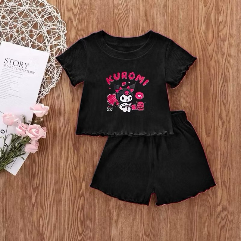 Setelan Anak Kuromi T-Shirt dan Celana Pendek