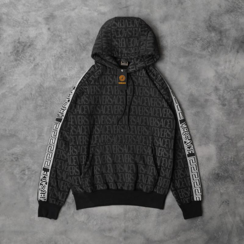 Jaket Hoodie Versace Tape Monogram Jaket Hoodie Pria Wanita