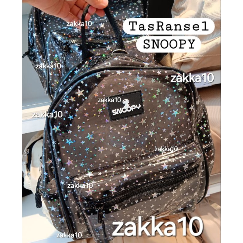 Tas Ransel Snoopy Backpack Black Characters Bag Miniso