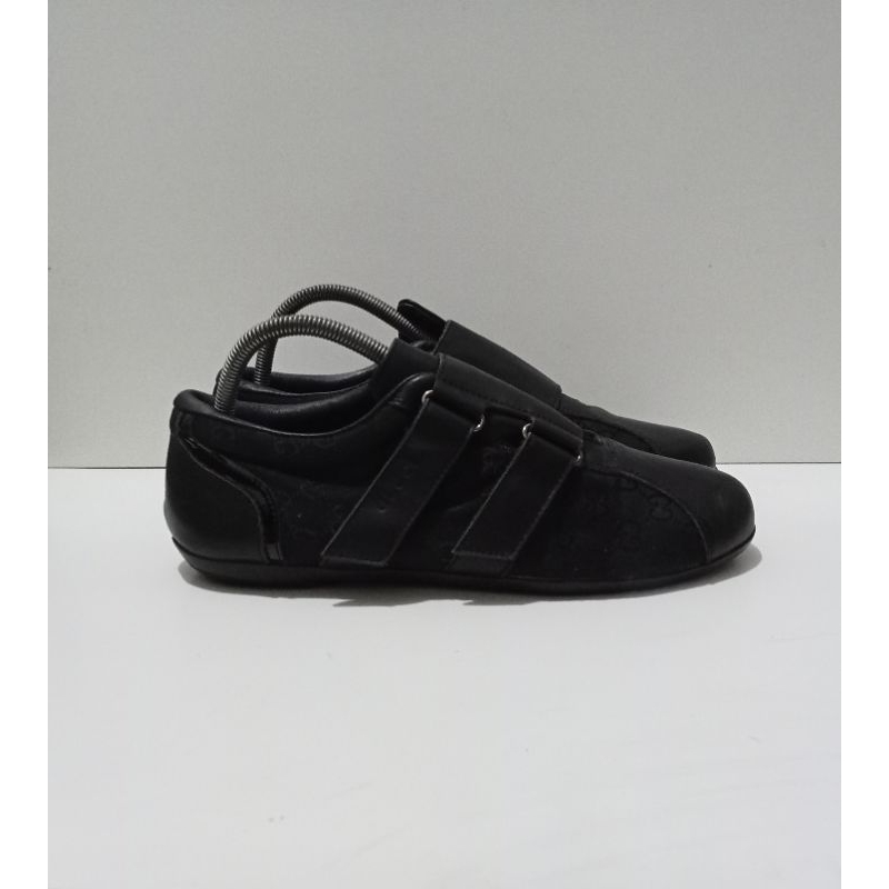 Sepatu Gucci Vintage Monogram Velcro Black Second Original 41