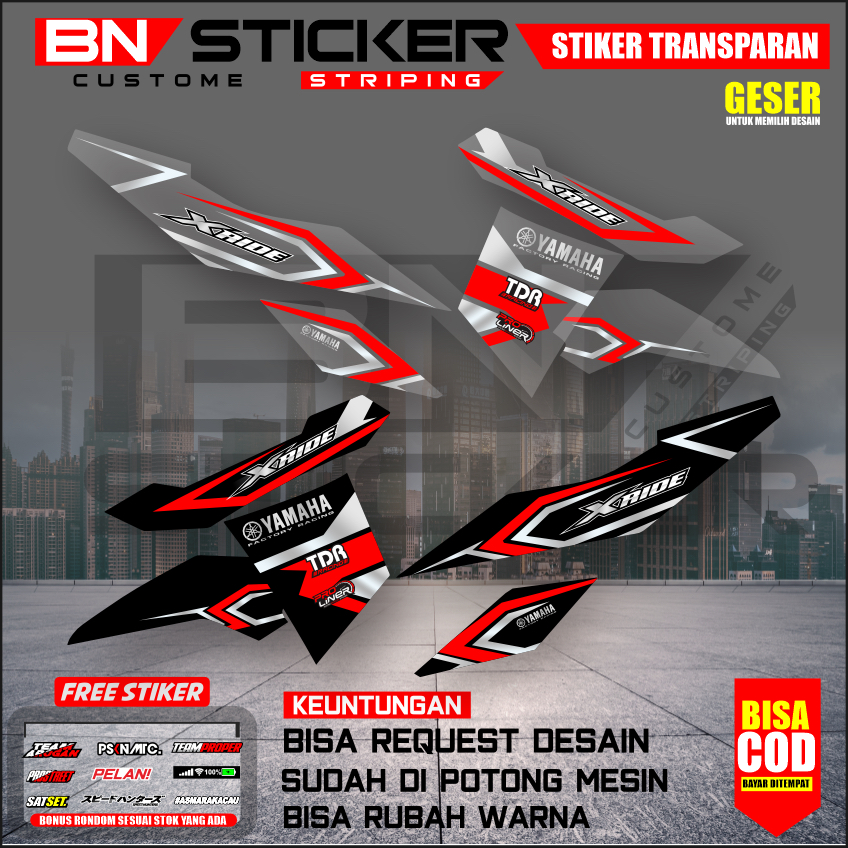 STRIPING YAMAHA X-RIDE 115 MINIMALIS TRANSPARAN VARIASI CUSTOM X-RIDE 115 VARIASI MOTIF SIMPLE RD-8