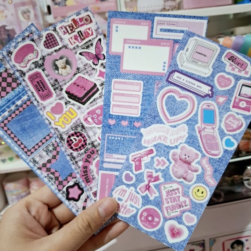 

Sticker Deco Y2K/ Stiker Hias Jurnal Glitter Kisscut/ Tempelan Deco Notebook Journal Dekorasi Aesthetic