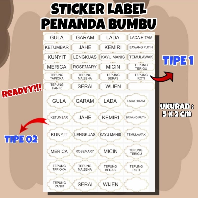 

STICKER LABEL BUMBU/PERABOTAN BOTOL BAHAN RESEP Aesthetic ANTI AIR WATERPROOF SERBA GUNA MURAH MERIAH PART 01