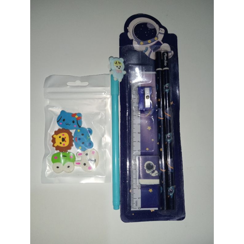

paket alat tulis serba biru