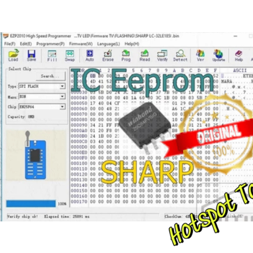 IC Eeprom plus Firmware TV Sharp Siap Pakai