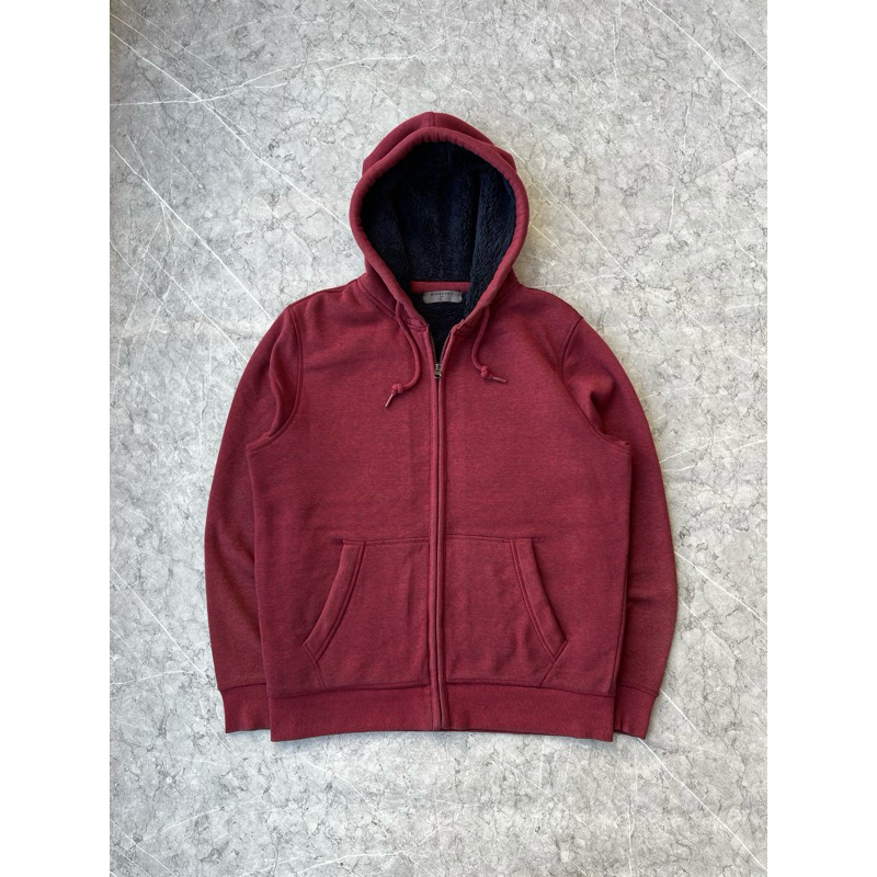 Zip Hoodie Inner Sherpa Red Maroon Giordano not GU Uniqlo