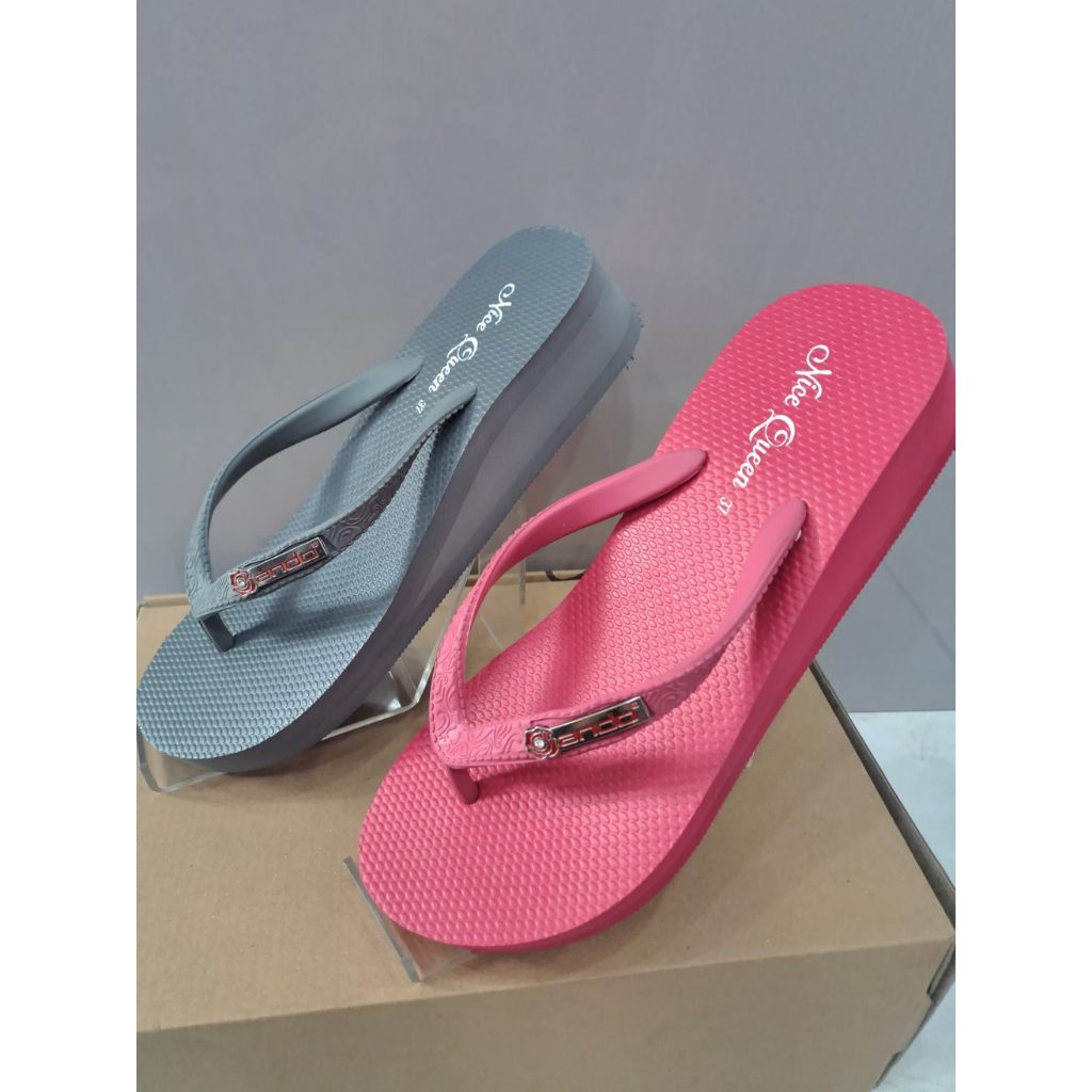 ANDO NICE QUEEN Sandal japit wanita | Sendal wedges hak karet