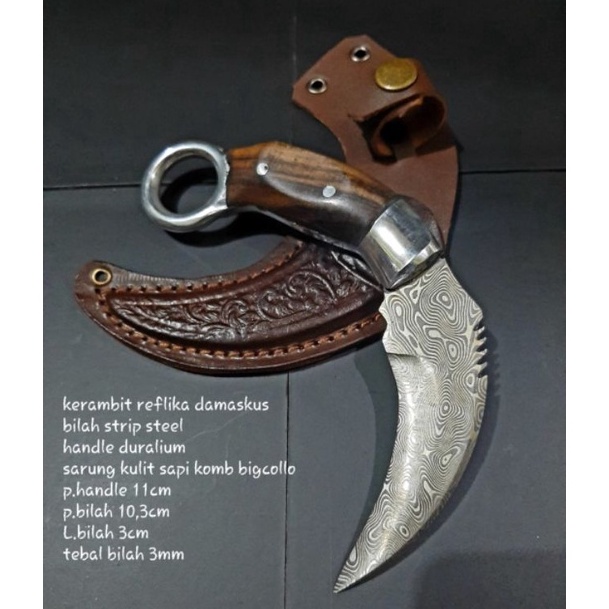 Stock Pilihan  Bayar di tempat  COD Pisau Karambit Reflika DAMASKUS  Pisau Kerambit Silat  Pisau Sur