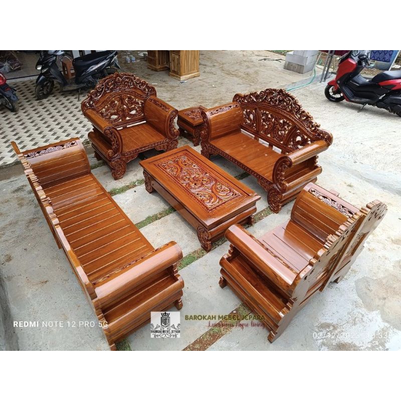 Kursi Ukir Kayu Jati Jepara Seat Jumbo 3211