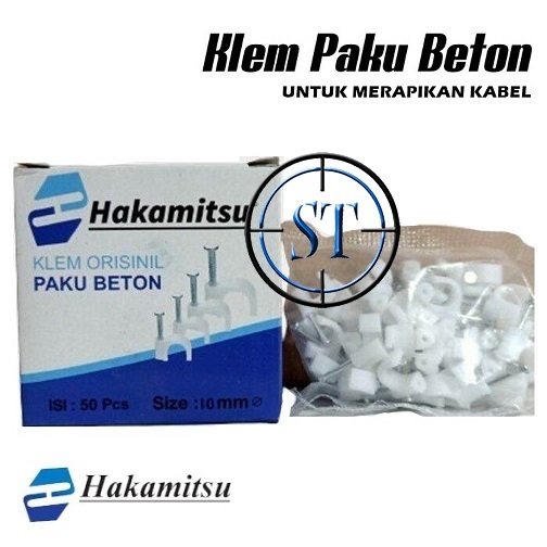 Paku Klem Beton 10 Clip Kabel Lubang Dudukan Kabel Dinding Rumah Tembok Skrup Klip Beton Kuat Diamet