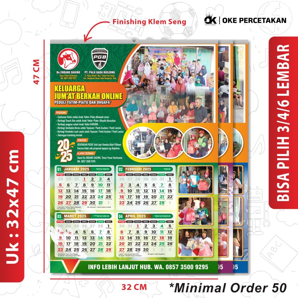 

(FINISHING KLEM SENG) | (MINIMAL 50) KALENDER DINDING CUSTOM 2025 | PERLENGKAPAN SEKOLAH