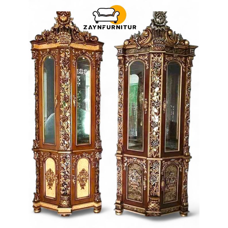 Lemari Sudut Shima Kayu Jati Tua Jepara