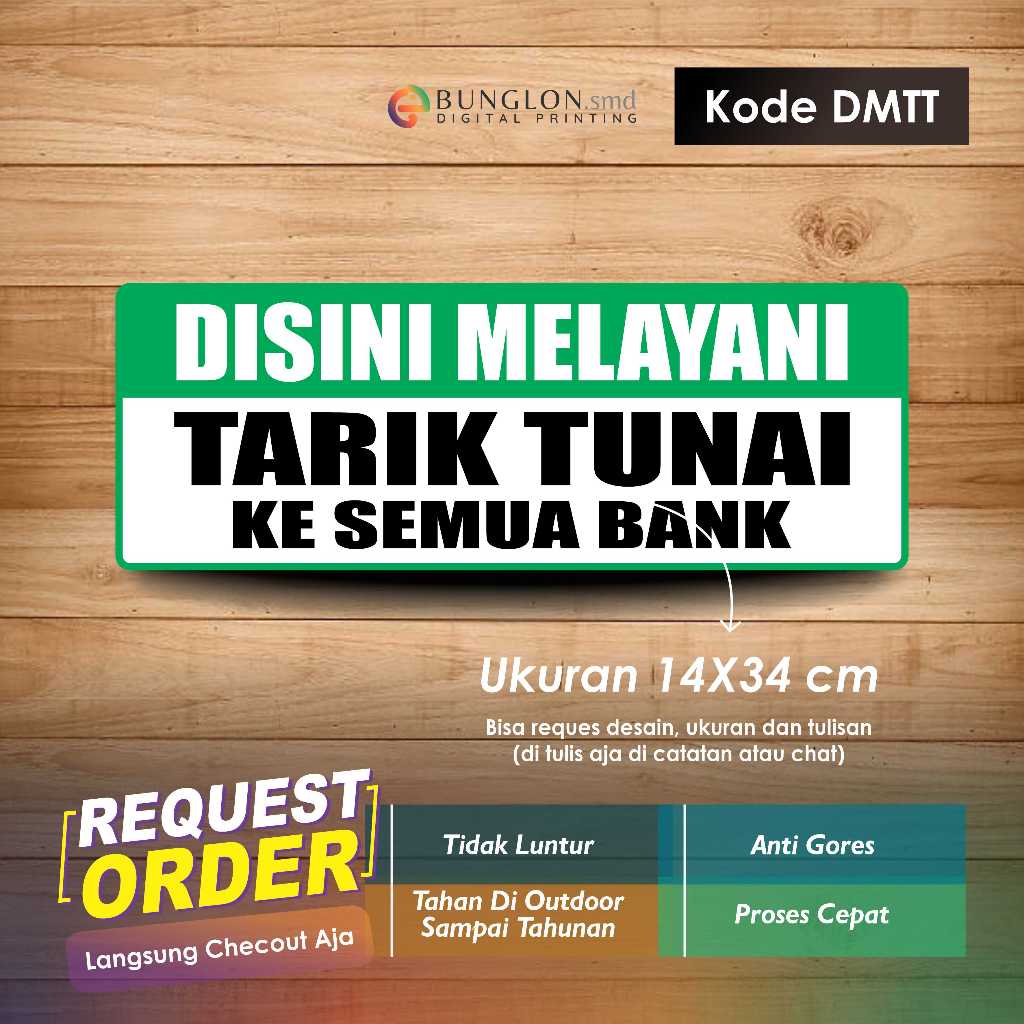

STIKER MELAYANI TARIK TUNAI + LAMINASI DMTT KODE HIJAU