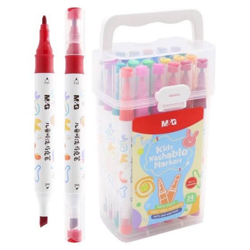 

SPIDOL WARNA 24 COLOR M&G EASY WASHABLE MARKER PEN 24 WARNA BISA DICUCI APMT3412 / SPIDOL ANAK BISA DI CUCI