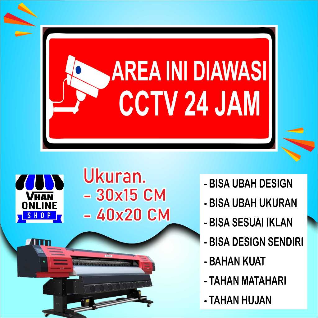 

Cetak Sticker Dengan Kata Kata CCTV Bahan Tahan Lama Merah