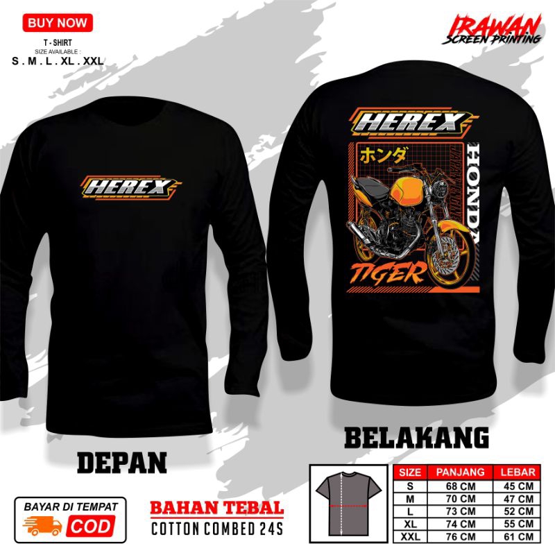KAOS TIGER HEREX OREN LENGAN PANJANG