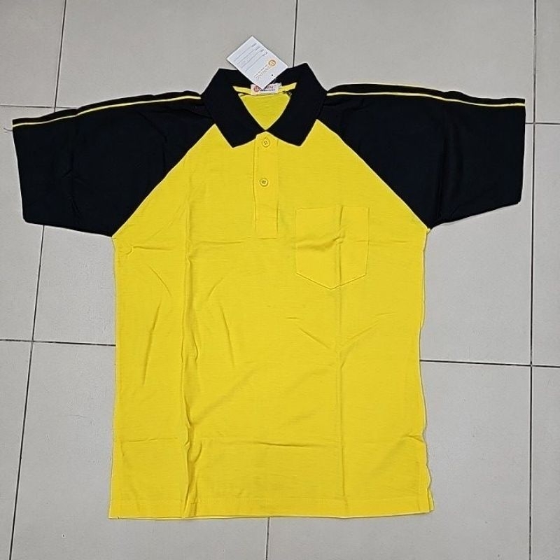 KAOS OLAHRAGA / BAJU SERAGAM OLAHRAGA KKRK BAHAN SEMI KATUN WARNA KUNING KOMBINASI HITAM