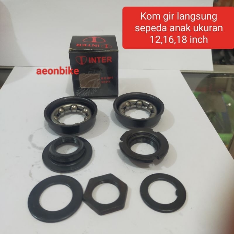BB CUP SET  Kom gear langsung sepeda BMX mini ukuran 12, 16 18 inch laher set gowesan sepeda kom ten