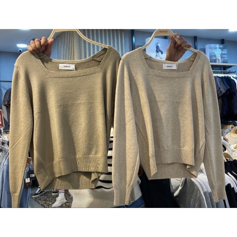 [READY] jastip knit MyStyle Sweater Blouse My Style Atasan rajut Wanita Coklat Elegan