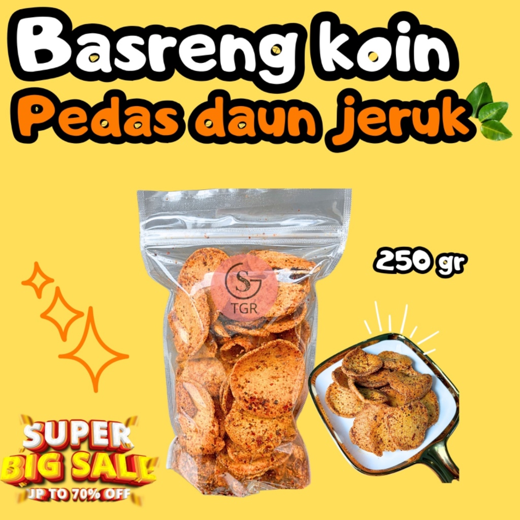 

Basreng Koin 250gr Keripik Basreng Pipih Pedas Daun Jeruk