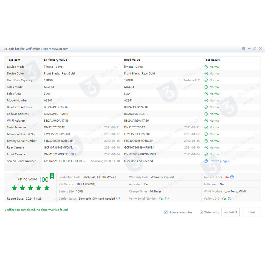 Iphone 12 pro Wifi only 128gb inter