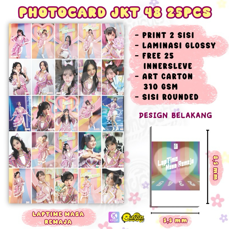 [25PCS] PC Photocard JKT48 Laptime Masa Remaja free inner sleeve print 2 sisi laminasi glossy
