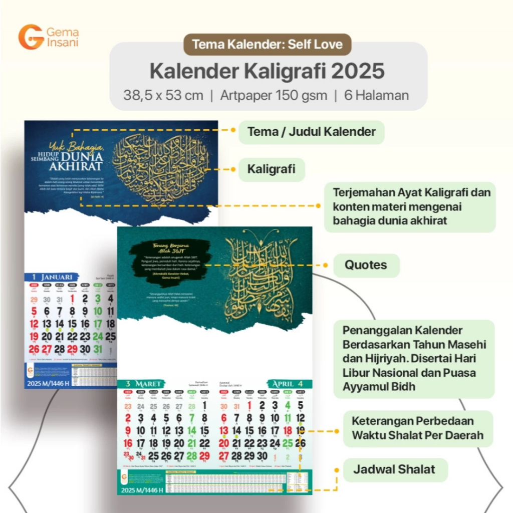 

Kalender Kaligrafi 2025 / Kalender Dinding Kaligrafi - Gema Insani