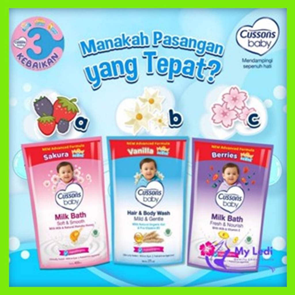 Cussons Baby Milk Bath & Cussons Baby Hair & Body Wash 400ml Refill / Cusson Sabun Bayi / MyLedi