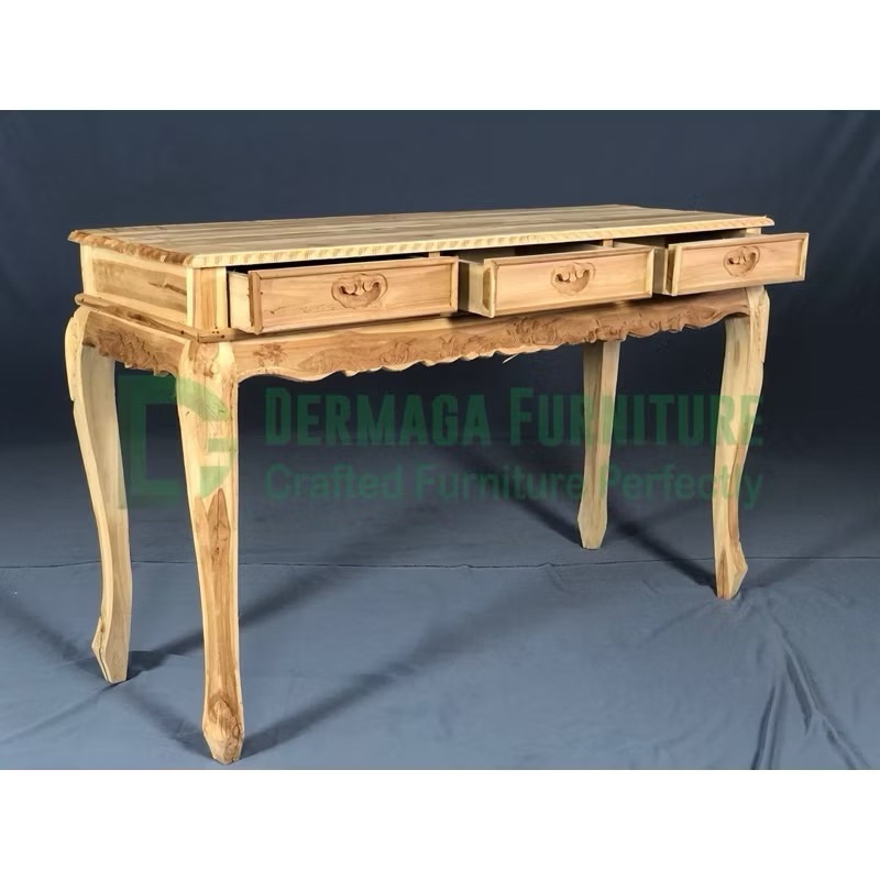 PRE ORDER MEJA KANTOR KONSUL UKIR LACI 3 KAYU JATI SOFA KURSI PELAMINAN DEKORASI TERAS RUMAH MAKAN C