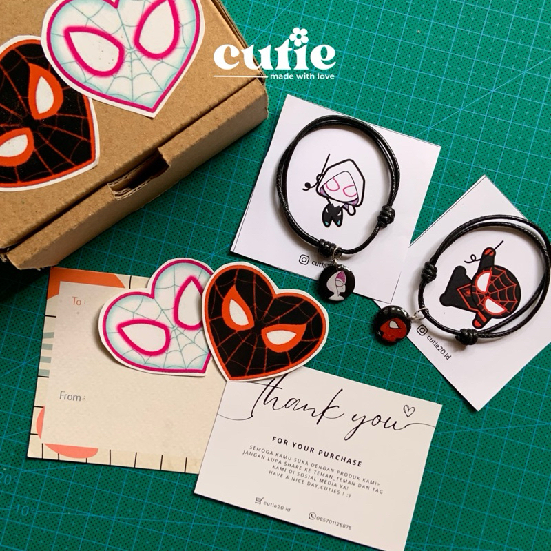 (Free Box) Gelang Couple Spiderman / Gelang Couple Spider Miles & Gwen / Gelang Couple